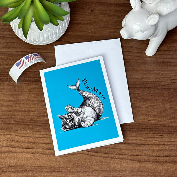 Purrmaid 5x7" Greeting Card - Whatif Creations