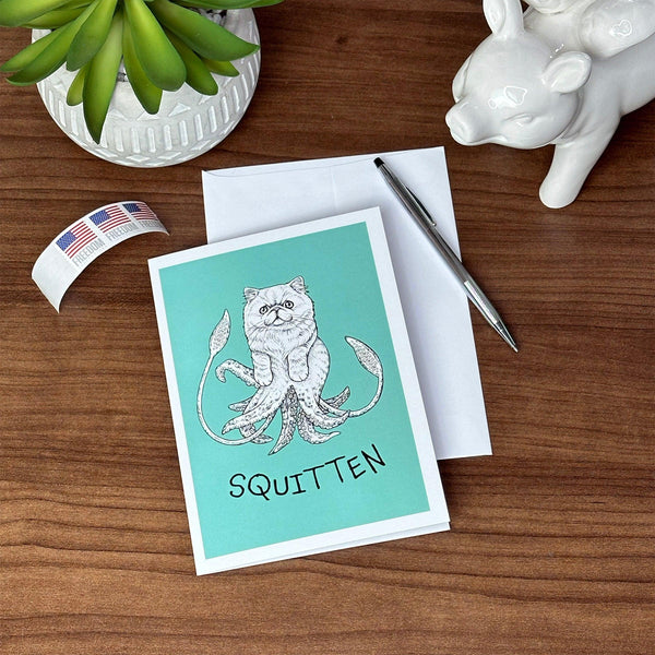 Squitten 5x7" Greeting Card - Whatif Creations