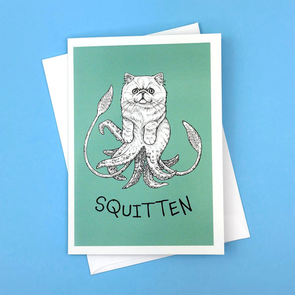 Squitten 5x7" Greeting Card - Whatif Creations