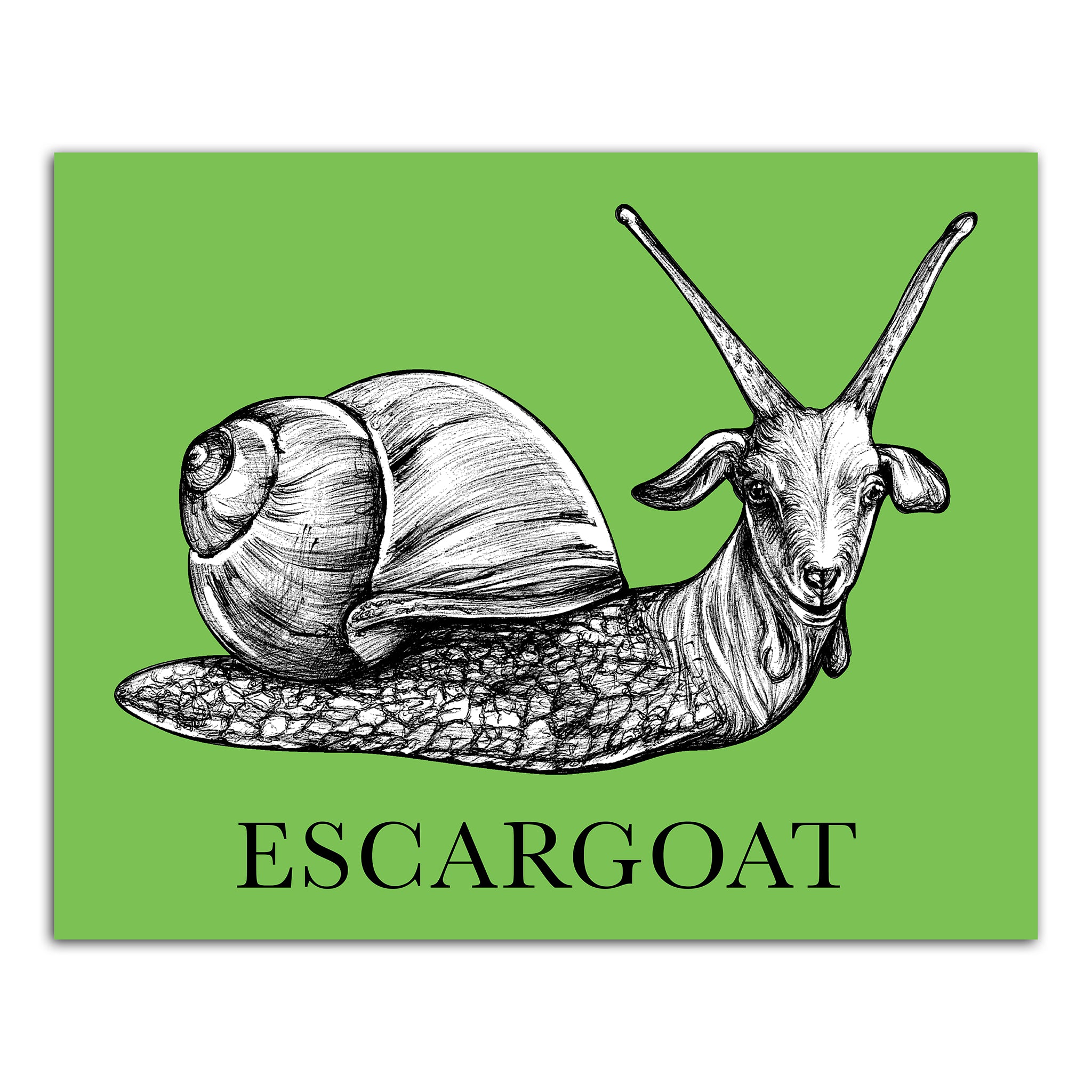 Escargoat | Goat + Snail Hybrid Animal | 8x10" Color Print