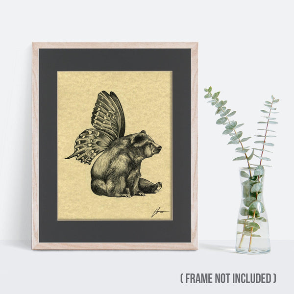 Butterbear 11x14" Parchment Print - Whatif Creations