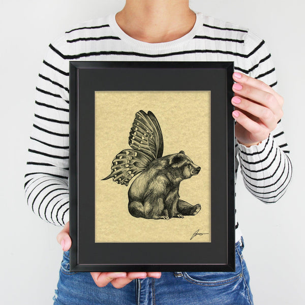 Butterbear 11x14" Parchment Print - Whatif Creations