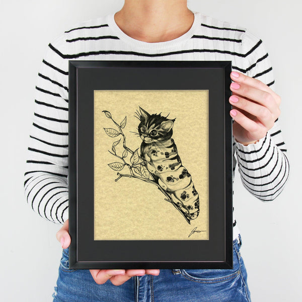 Caterpillar 11x14" Parchment Print - Whatif Creations