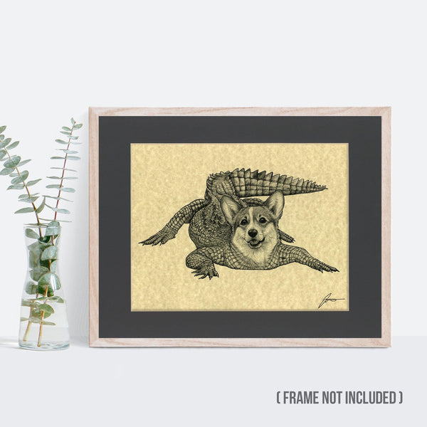 Corgidile 11x14" Parchment Print - Whatif Creations