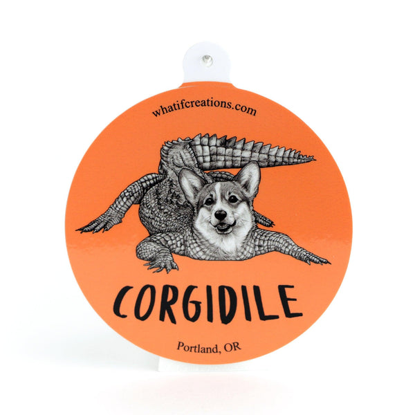Corgidile 3" Vinyl Sticker - Whatif Creations