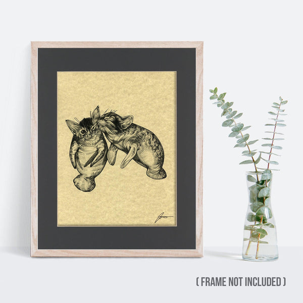 Manakittens 11x14" Parchment Print - Whatif Creations