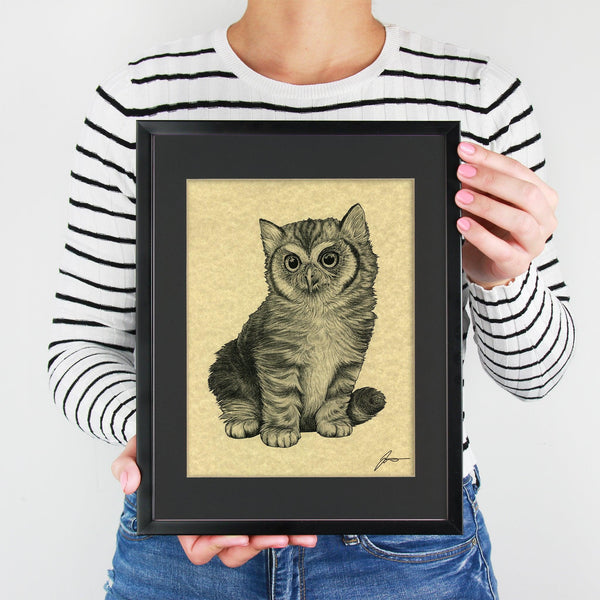 Meowl 11x14" Parchment Print - Whatif Creations