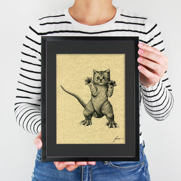 Pawzilla 11x14" Parchment Print - Whatif Creations