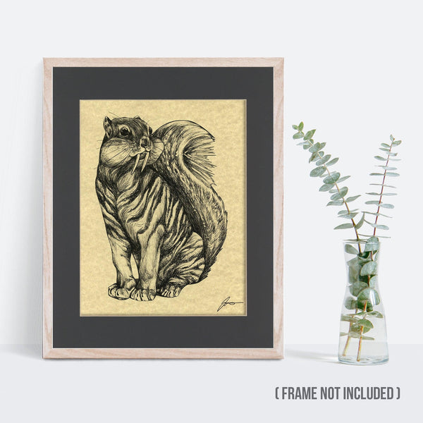 Sabertooth Squirrel 11x14" Parchment Print - Whatif Creations