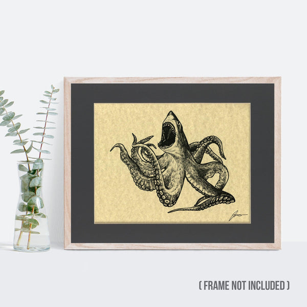 Sharktopus 11x14" Parchment Print - Whatif Creations
