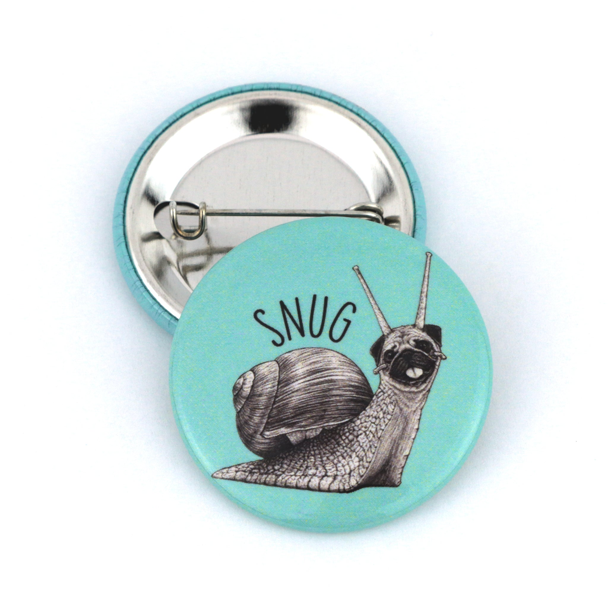 Snug | Snail + Pug Hybrid Animal | 1.5" Pinback Button